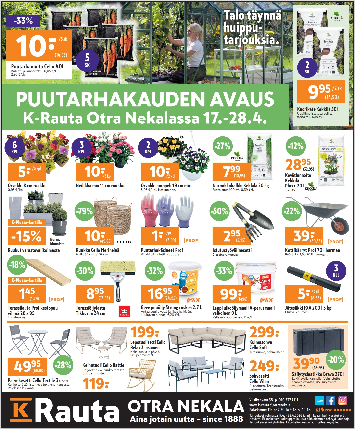 Puutarhakauden avaus 17.4.-28.4.