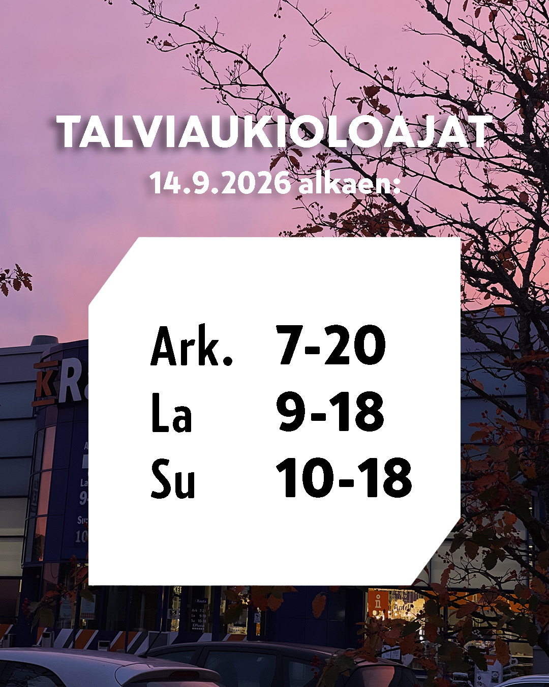 AUKIOLOAIKAMME MUUTTUU 14.9. ALKAEN!